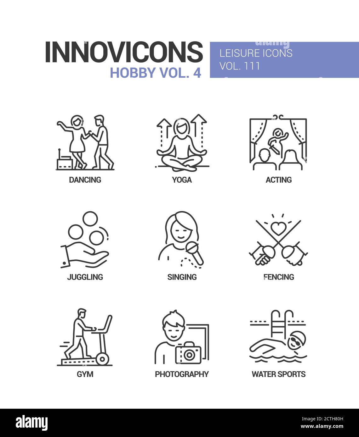Hobby and activities - line design style icons set Stock Vector Image ...