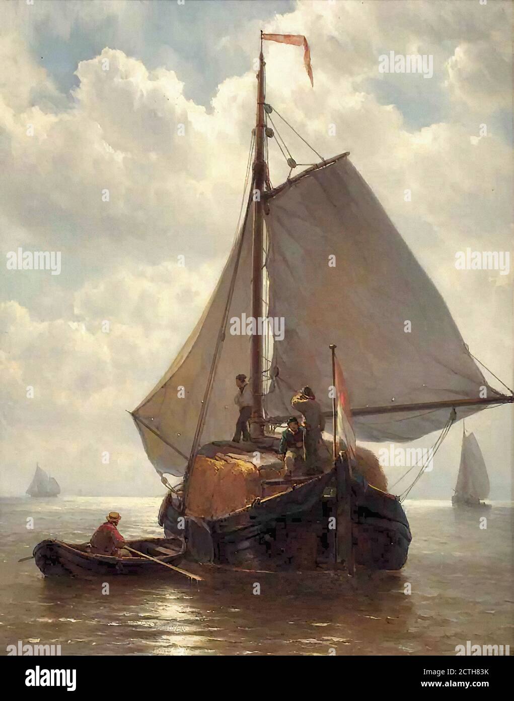 Meijer Louis - the Hay Barge - Dutch School - 19th  Century Stock Photo