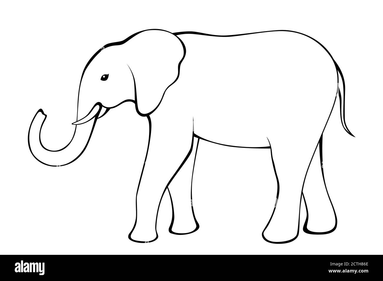 Elephant Black And White Outline