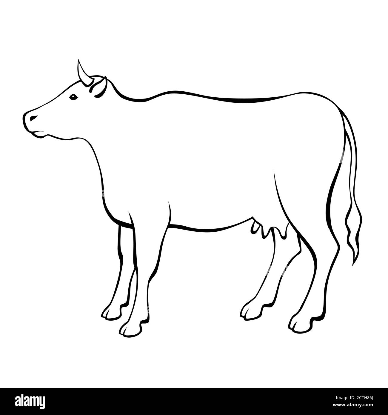Cow black white isolated illustration vector Stock Vector