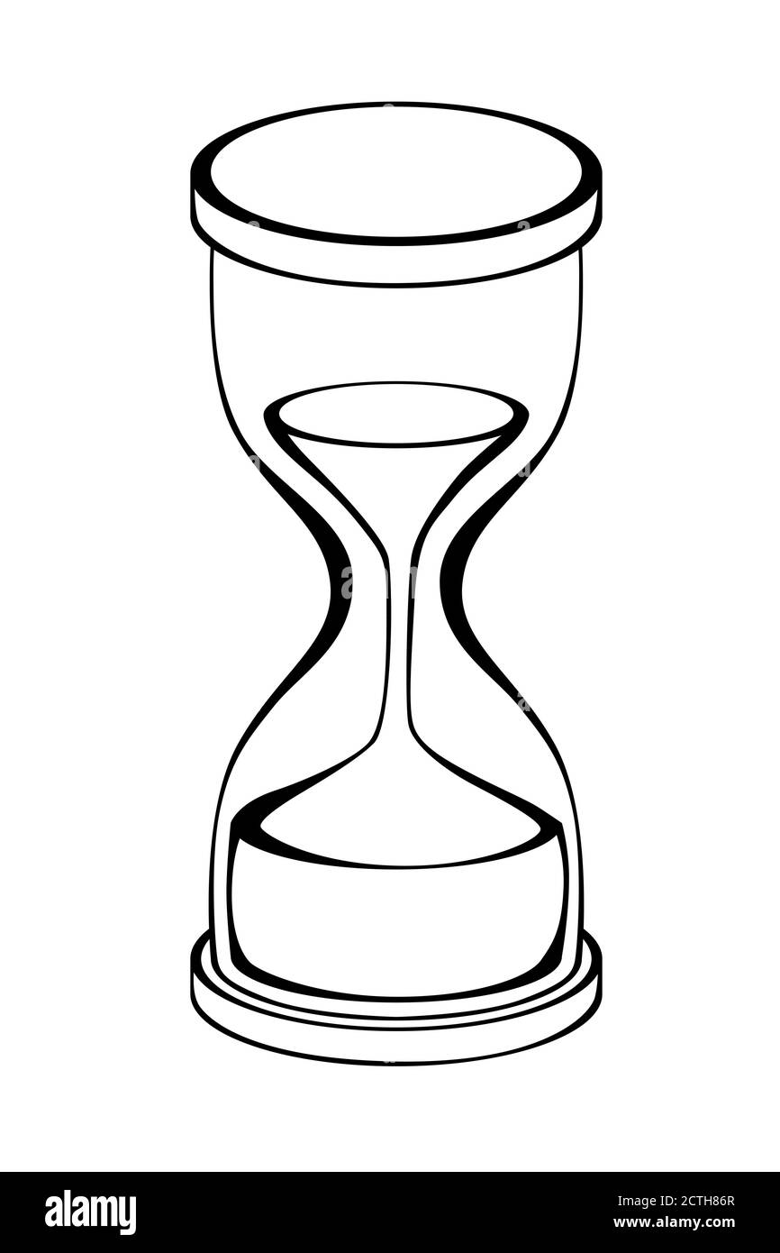 Hourglass black white isolated object illustration vector Stock Vector