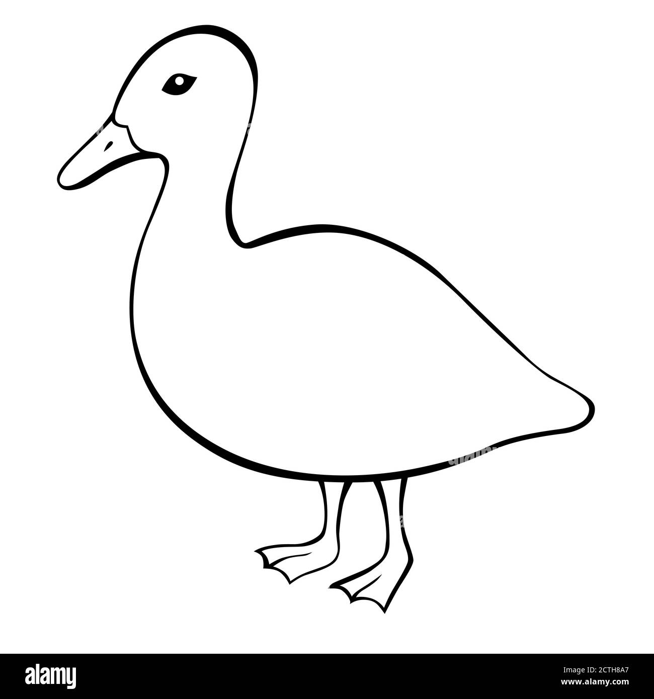 Duck black white bird isolated illustration vector Stock Vector