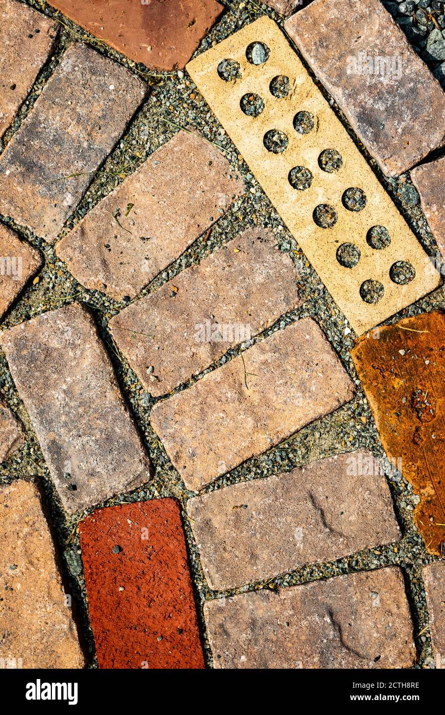 Gritty view of brick work on walkway path/courtyard Stock Photo