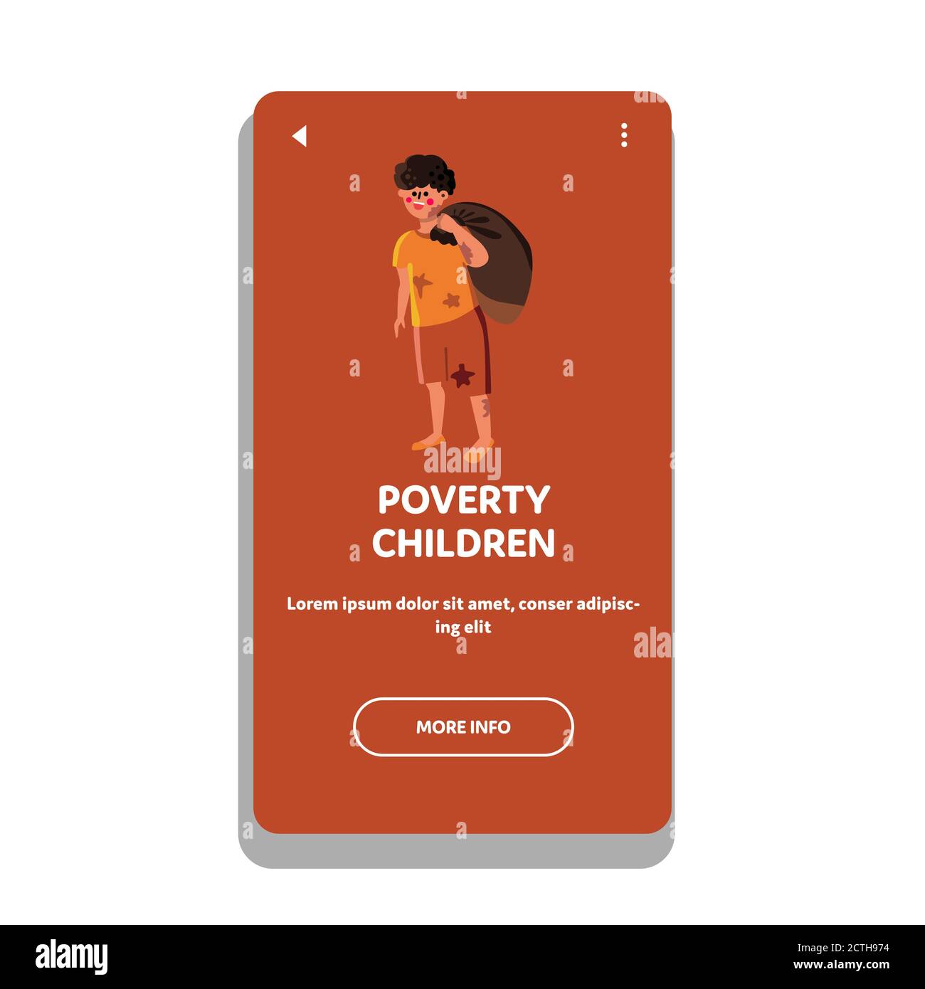 Homeless Poverty Children Social Problem Vector Illustration Stock Vector