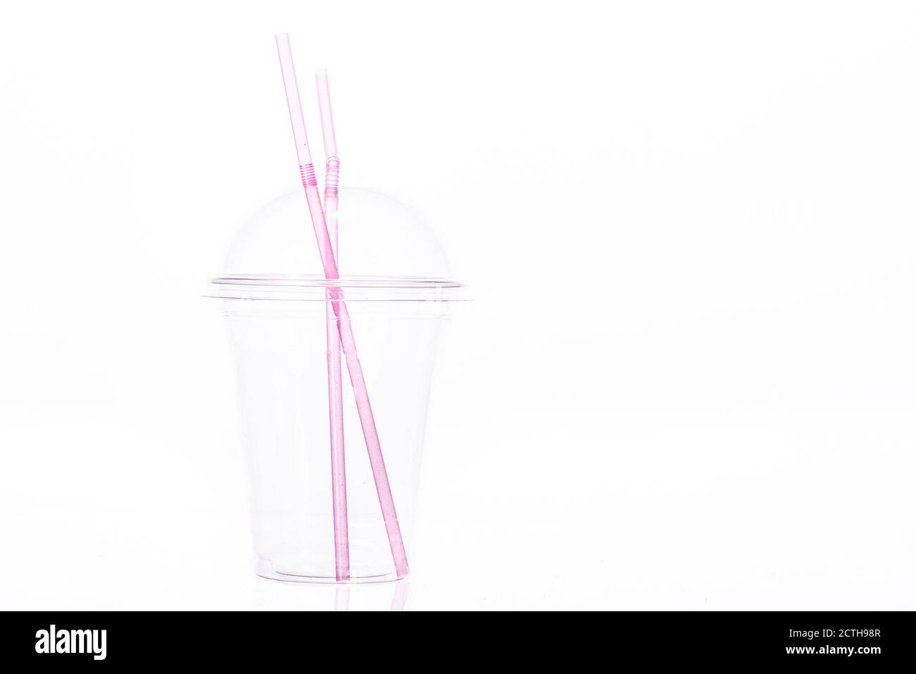 https://c8.alamy.com/comp/2CTH98R/clear-empty-plastic-cup-with-dome-lid-and-two-pink-plastic-straws-for-milkshake-2CTH98R.jpg