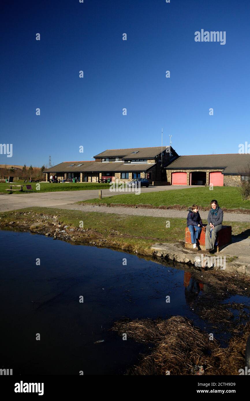 Parc Bryn Bach, Blaenau Gwent is an adventure and leisure park set in 340 acres of grass and woodland with a stunning 36 acre lake at its heart Stock Photo