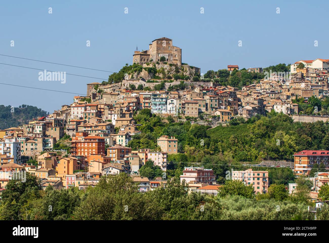 Subiaco, Italy - famous for its Benedictine monasteries, Subiaco lies alongside the Aniene river valley, and within the Appennine Mountains range Stock Photo