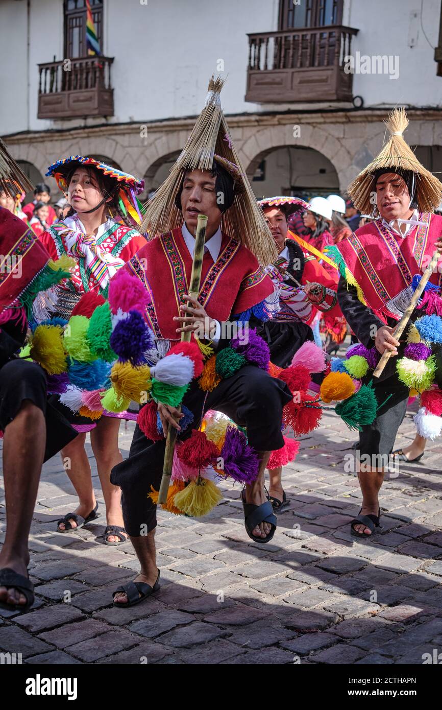 Men male office workers in costume dancing in a procession during the ...