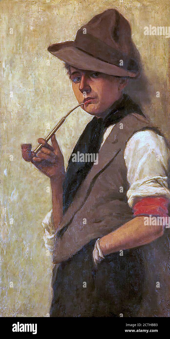 Sadee Philip Lodewijk Jacob Frederik Boy Smoking a Pipe Dutch School 19th Century Stock