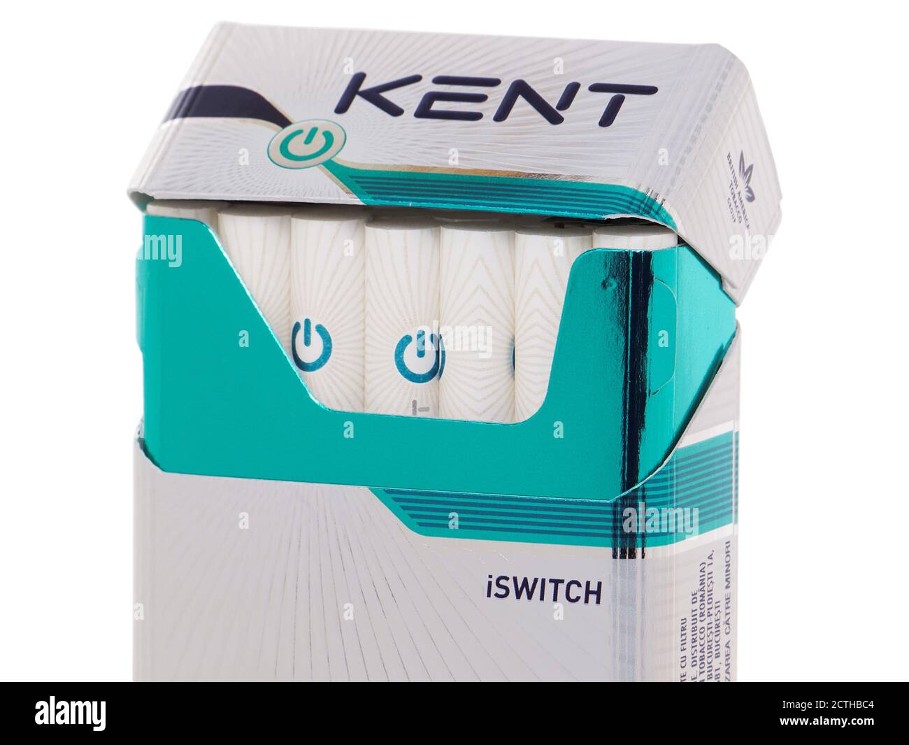 BUCHAREST, ROMANIA - APRIL 9, 2016. Kent iSwitch pack isolated on white, manufactured by British American Tobacco Stock Photo