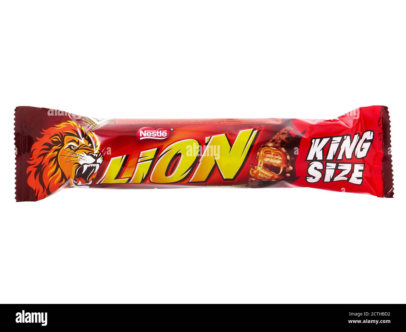 BUCHAREST, ROMANIA - APRIL 15, 2015. Lion King Size chocolate bar isolated  on white, produced by Nestle Stock Photo - Alamy