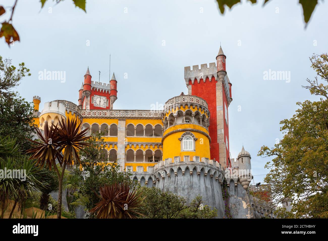 National Palace of Pena, Portugal. Famous castle near the city of Sintra, one of the most visited points of interest in Portugal. Stock Photo