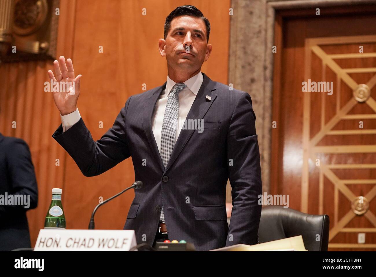 Washington, United States. 23rd Sep, 2020. Department of Homeland Security acting Secretary is sworn in during his Senate Homeland Security and Governmental Affairs Committee confirmation hearing on Wednesday, September 23, 2020. Pool photo by Greg Nash/UPI Credit: UPI/Alamy Live News Stock Photo