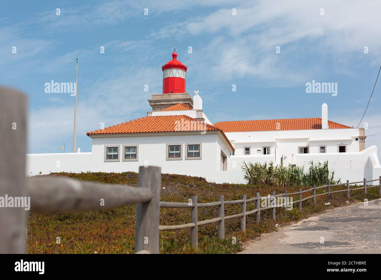 Cabo da Roca, Sintra, Portugal. Famous point of interest, the westernmost of the European continent. One of the most famous lighthouses in Europe. Stock Photo