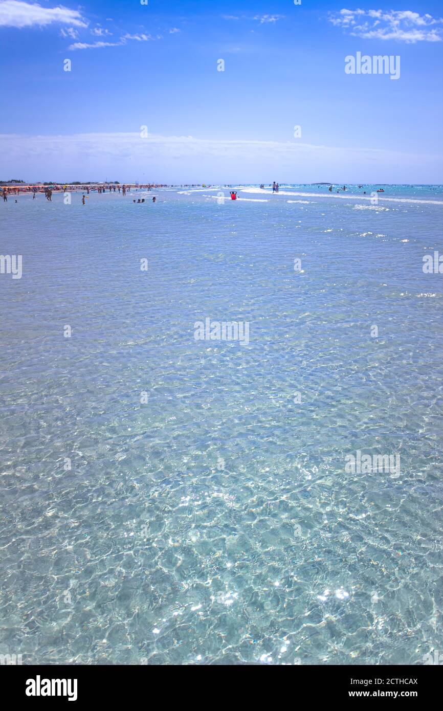 The beach of Torre San Giovanni is one of the longest and most appealing among those in the South part of Salento in Apulia, Italy. Stock Photo