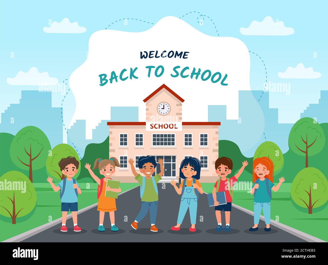 Back school cartoon kids walking hi-res stock photography and images - Alamy Back school cartoon kids walking hi-res stock photography and images - Alamy
