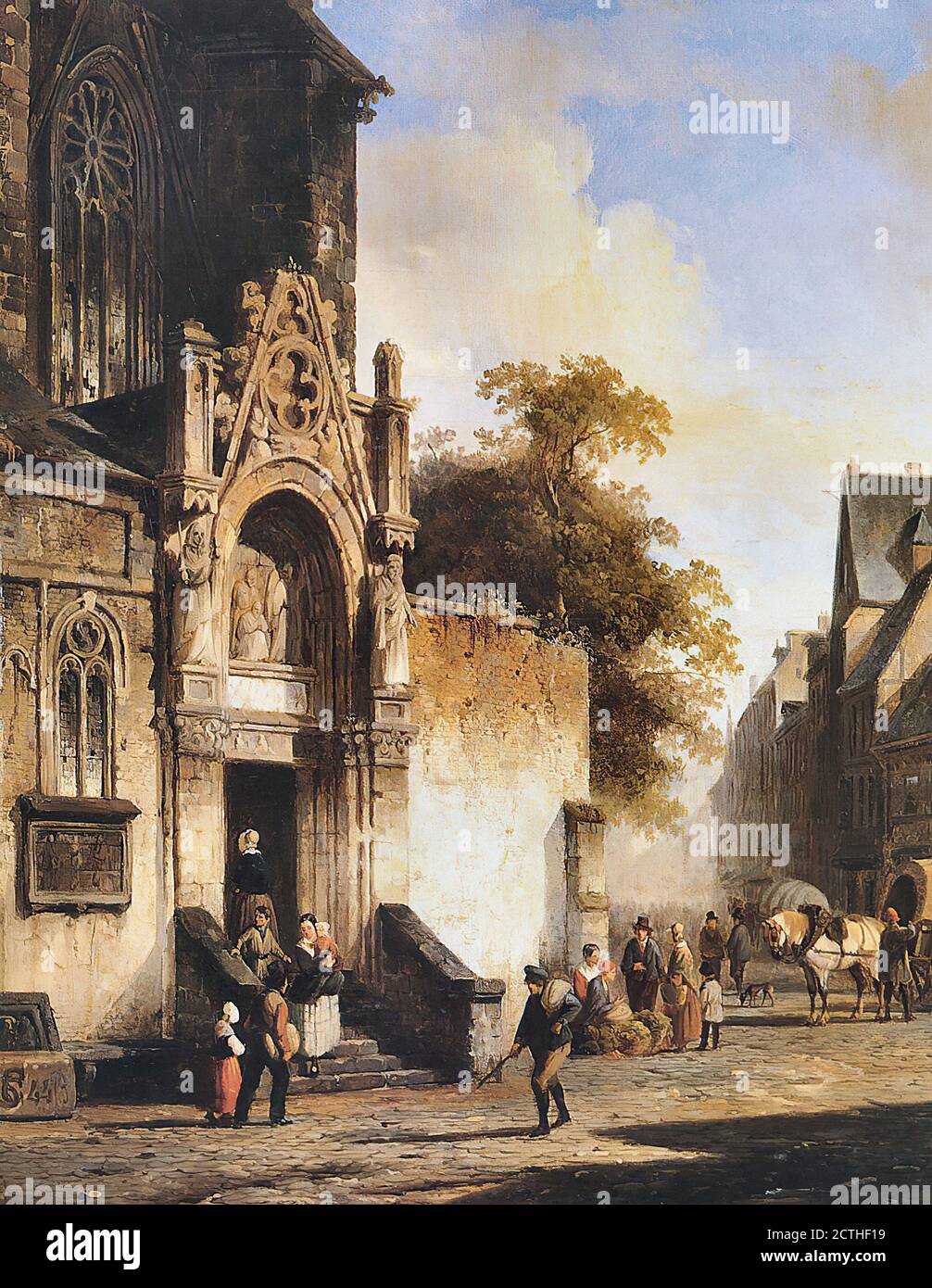 Springer Cornelis - Coming out of Church - Dutch School - 19th  Century Stock Photo
