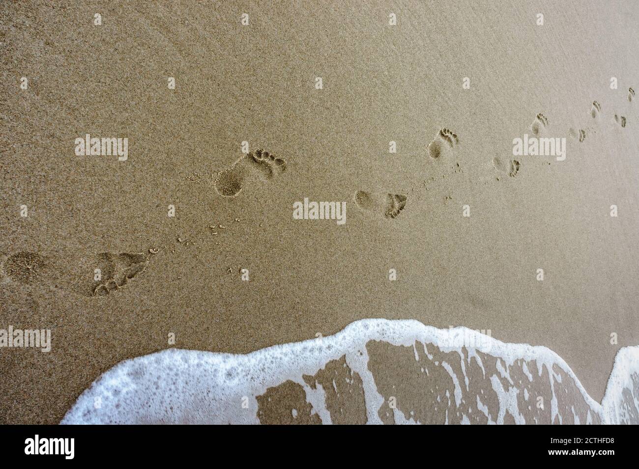 walking on the beach, two footprints on the sea sand Stock Photo - Alamy