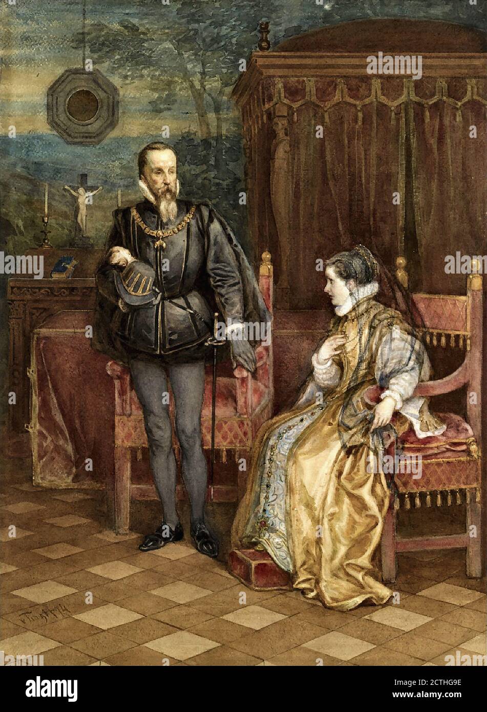 Trigt Hendrik Albert Van - the Duke of Alba and Margaret of Parma - Dutch School - 19th  Century Stock Photo
