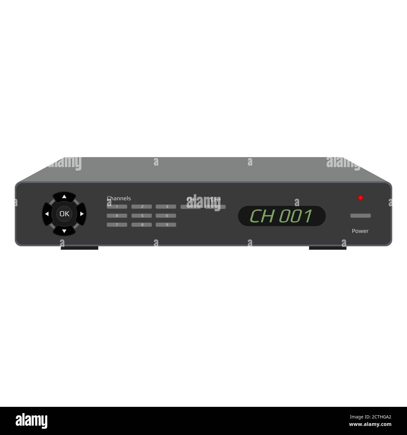 Realistic satellite receiver with display, USB ports and control ...