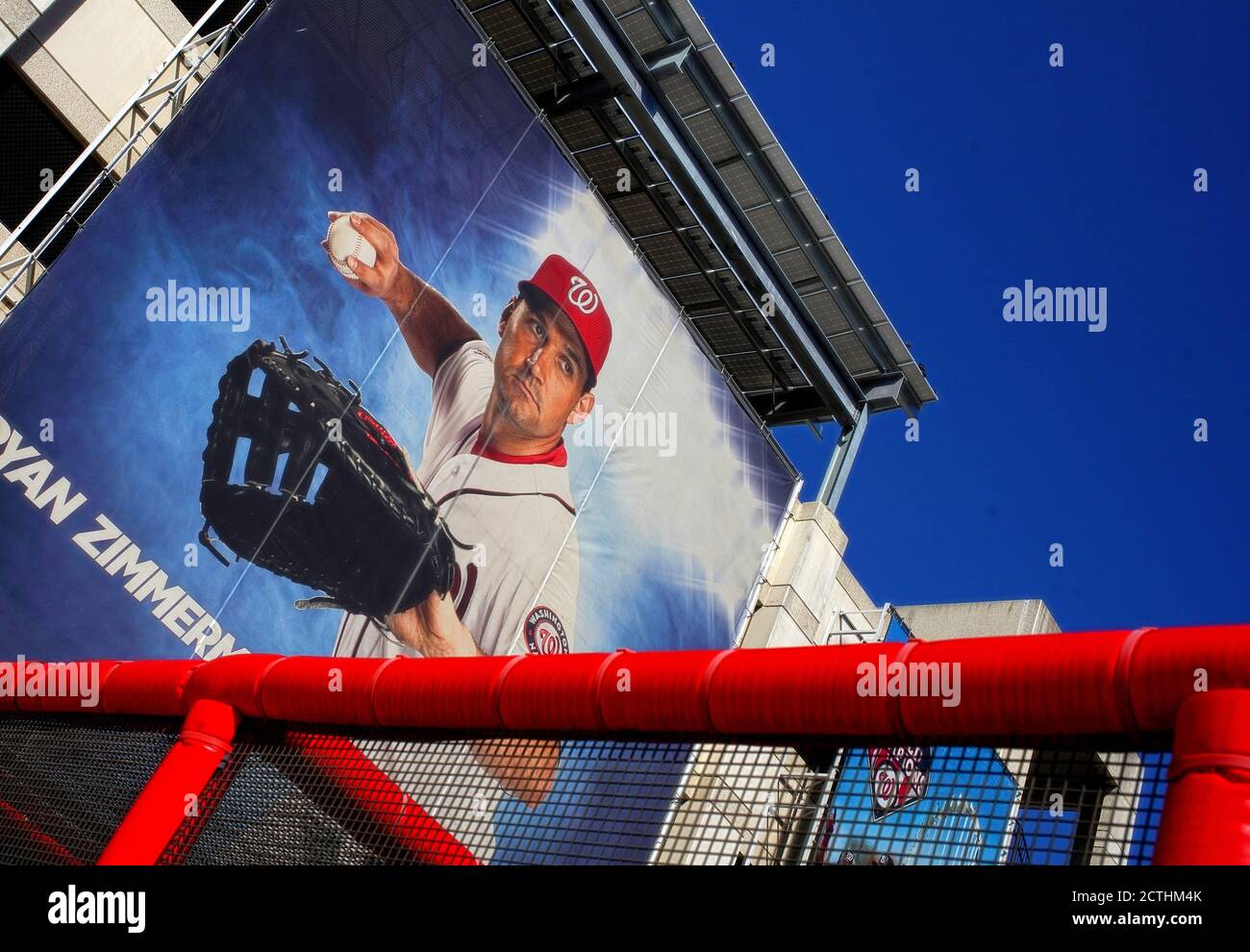 WASHINGTON, DC - SEPTEMBER 22:  Mural of Washington Nationals player Ryan Zimmerman during a MLB game between the Washington Nationals and the Philade Stock Photo