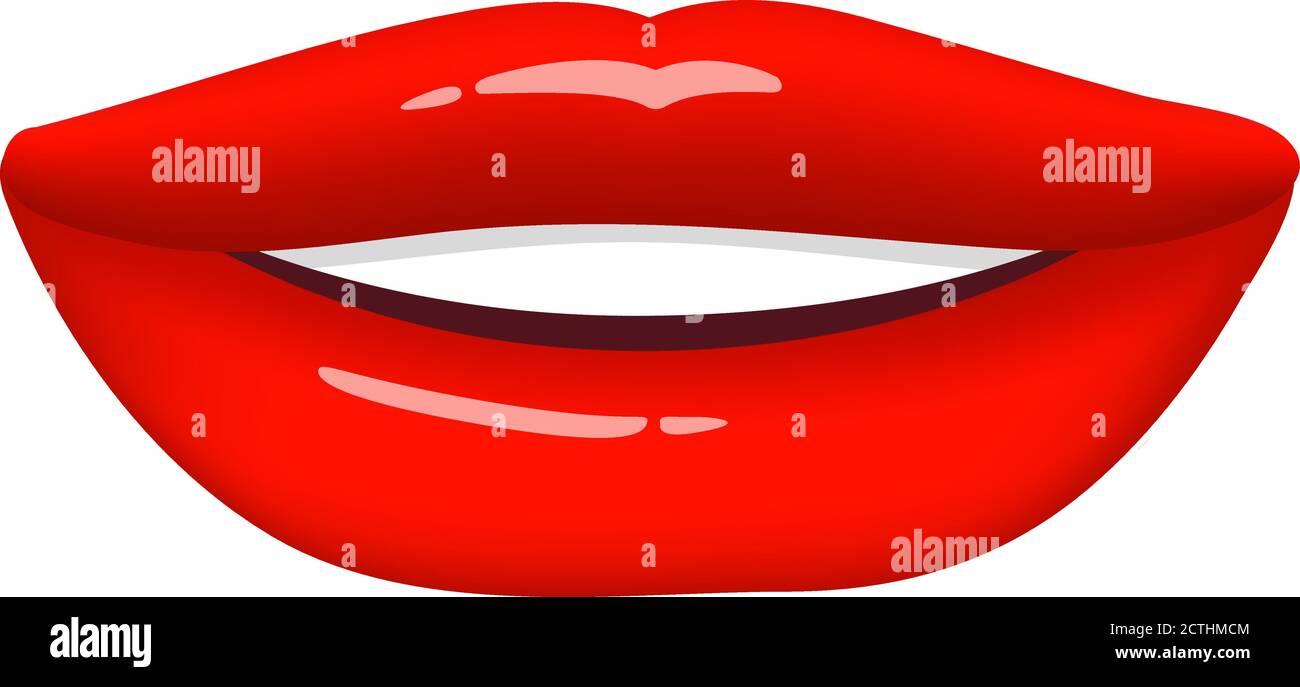 Women s smile red lips.Girl mouths. Red lipstick makeup. Stock Vector