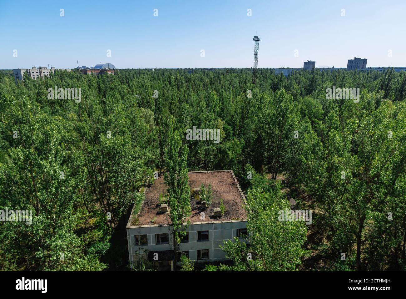 Abandoned buildings of ghost town Pripyat Chornobyl Zone, radiation, nuclear catastrofe Stock Photo