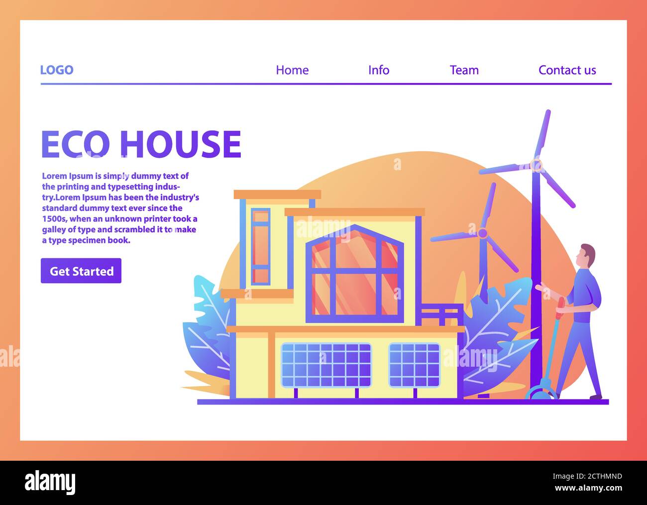 Landing page template.Green energy eco friendly suburban american house ...