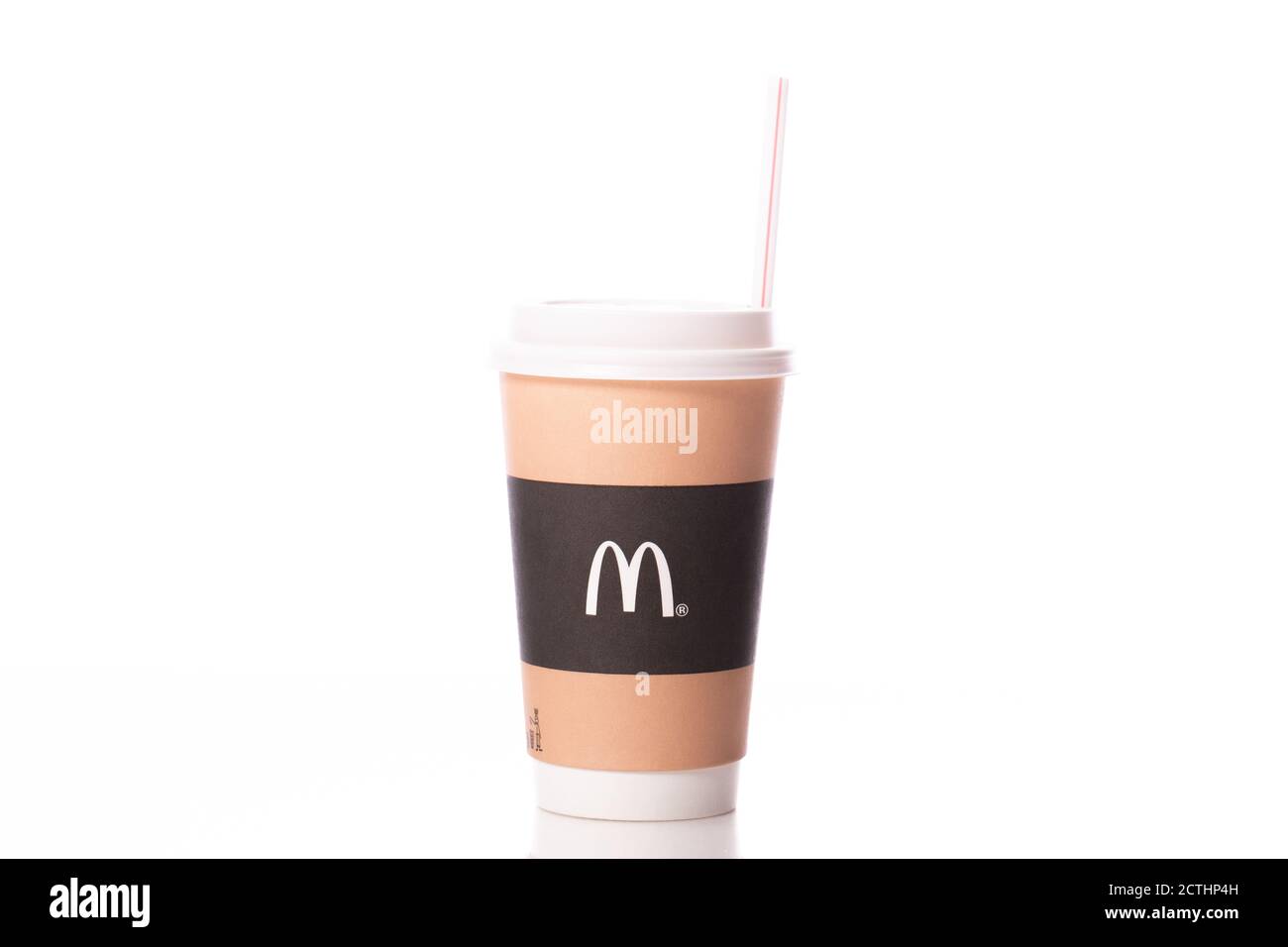 Moscow Russia - July 1 2020: Disposable paper cup of coffee with ...