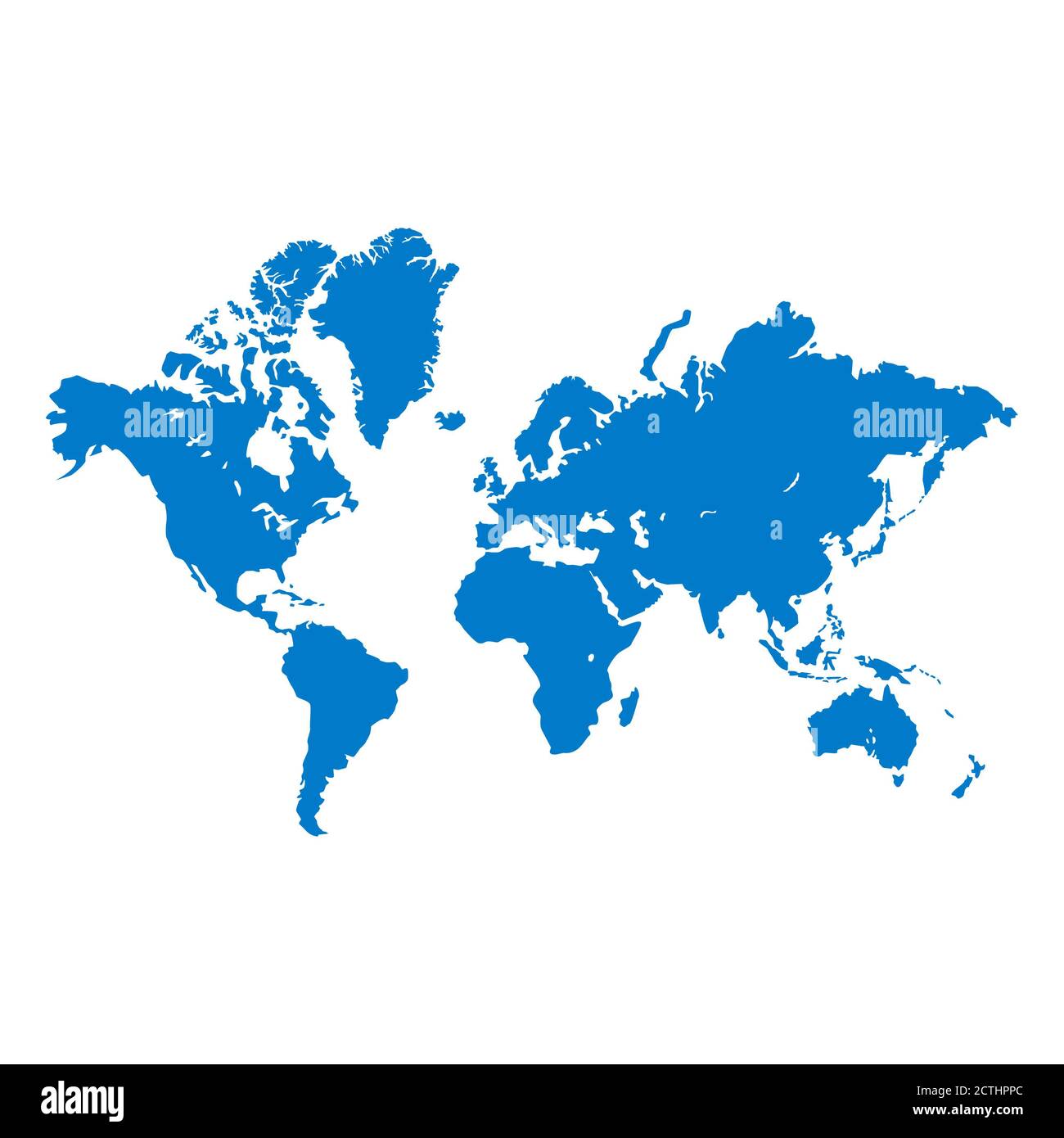 Blue World Map Isolated Map With White Background Vector Image Images