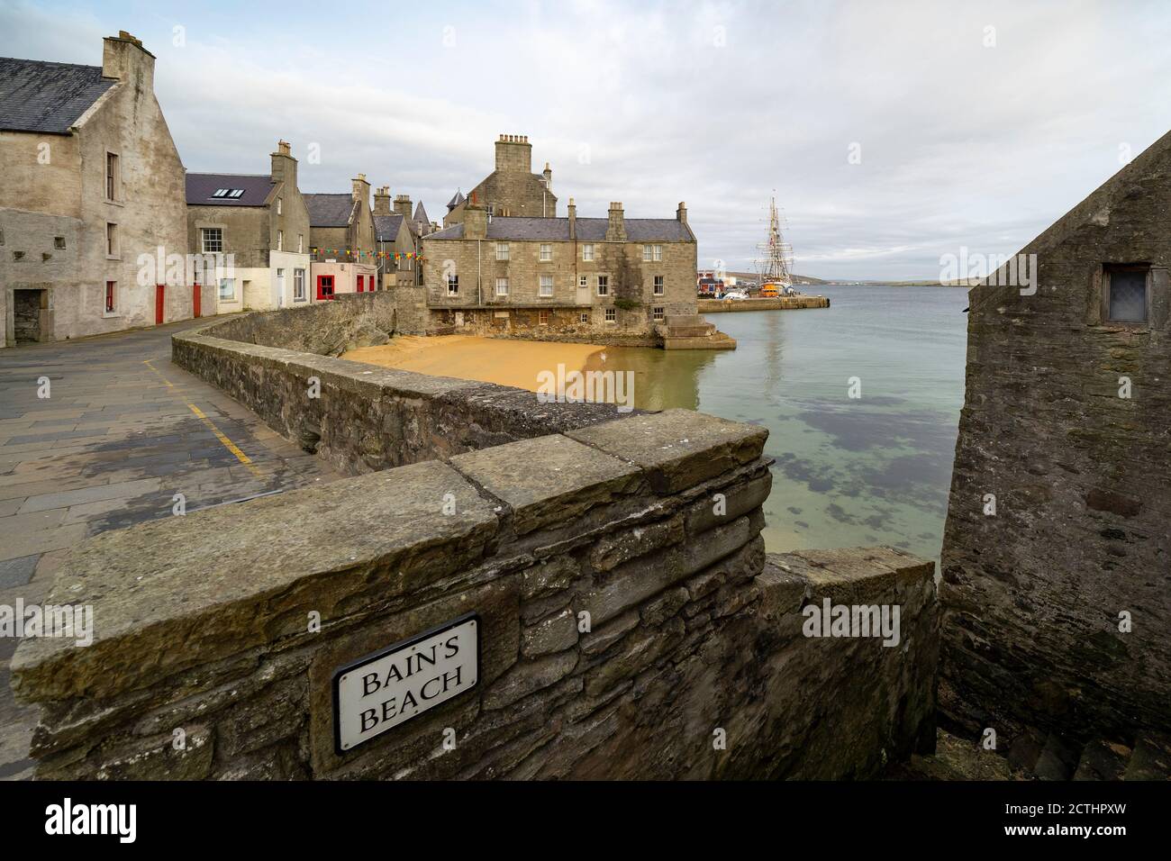 View of Bain's Beach on Commercial Street  in old town of Lerwick, Shetland Isles, Scotland, UK Stock Photo