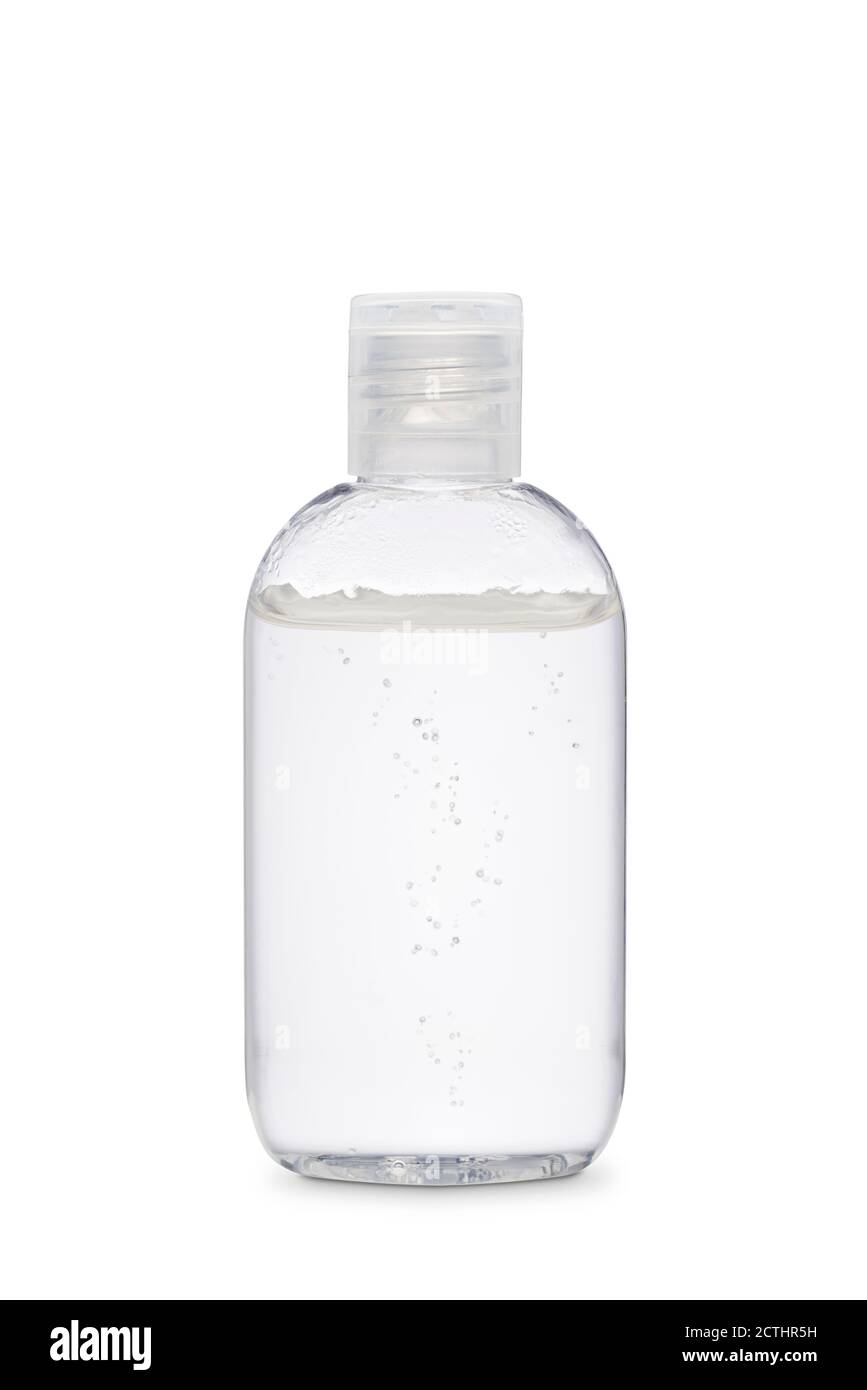 Dispenser of antibacterial gel on white background Stock Photo