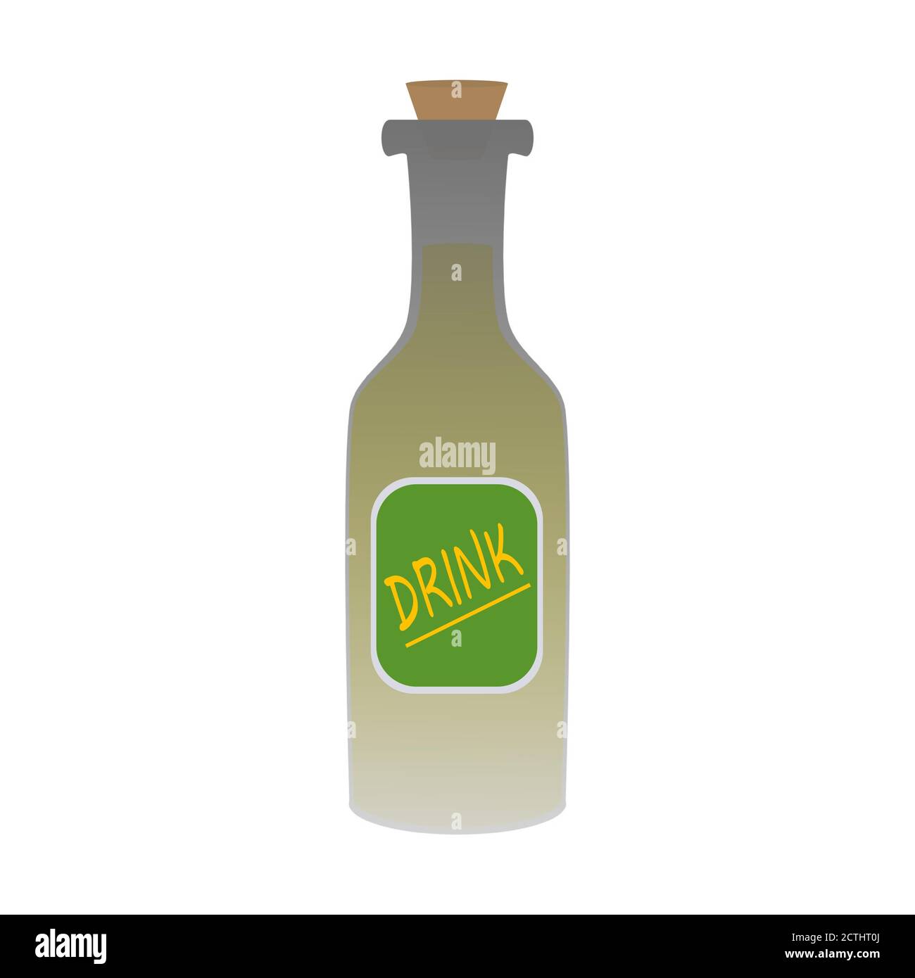 Glass bottle with a drink on a white background. Stock Vector