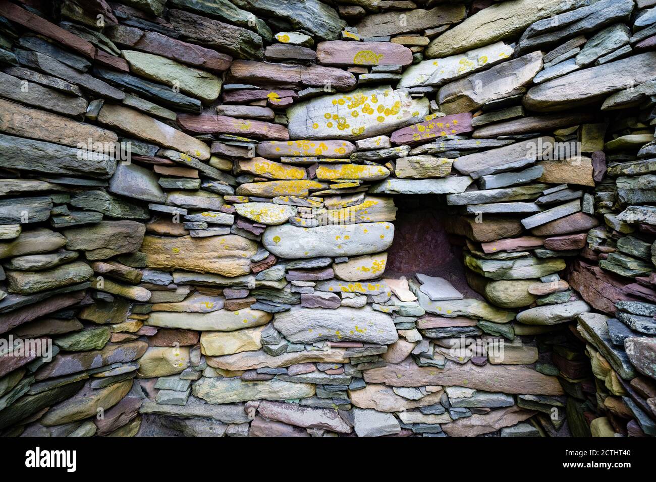 View of archeological site of ancient settlements at Jarlshof in