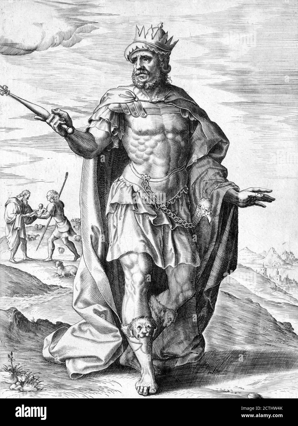 Cyrus the Great, late 16th century Dutch engraving Stock Photo