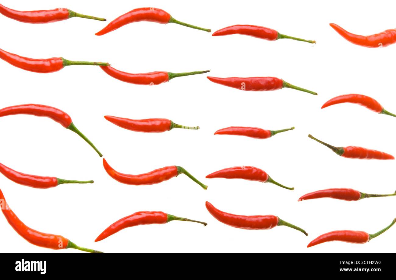 Red hot chili peppers isolated on the white background Stock Photo - Alamy