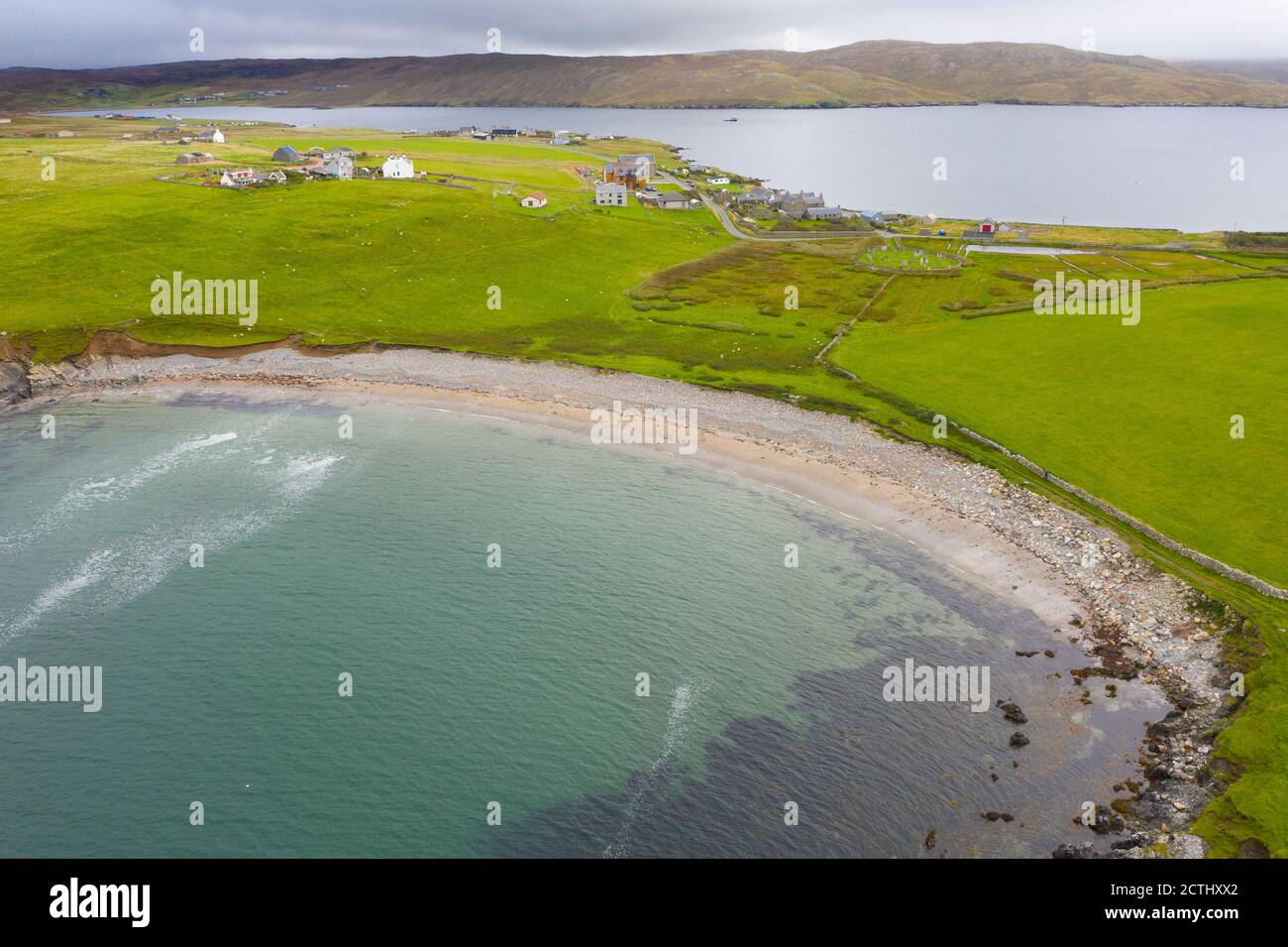 View of Sandwick Beach at Hillswick , Northmavine on  Shetland, Scotland, UK Stock Photo