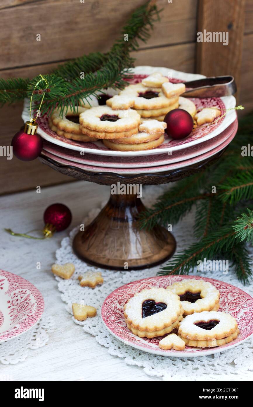 Rustic Style Cookies Cookies on the background of a festive decoration. Rustic style Stock ...