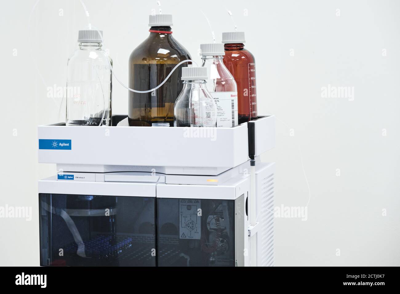 Mobile phase solvents on the Agilent HPLC system for separation of