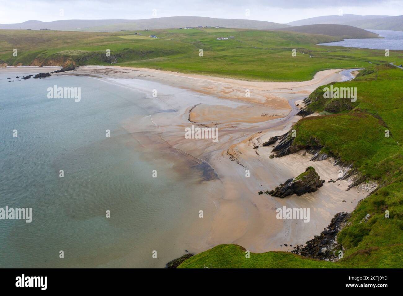 View of beach at Burrafirth on the Burra Firth on island of Unst,   Shetland, Scotland, UK Stock Photo