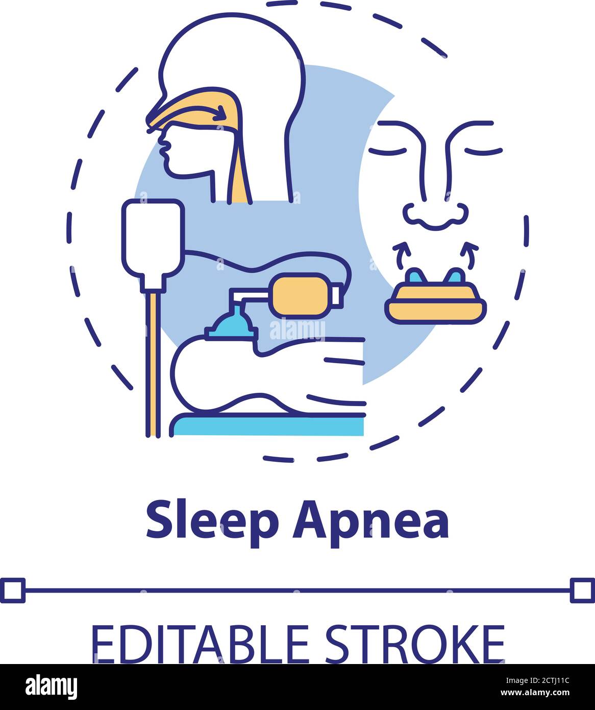 Sleep apnea concept icon Stock Vector