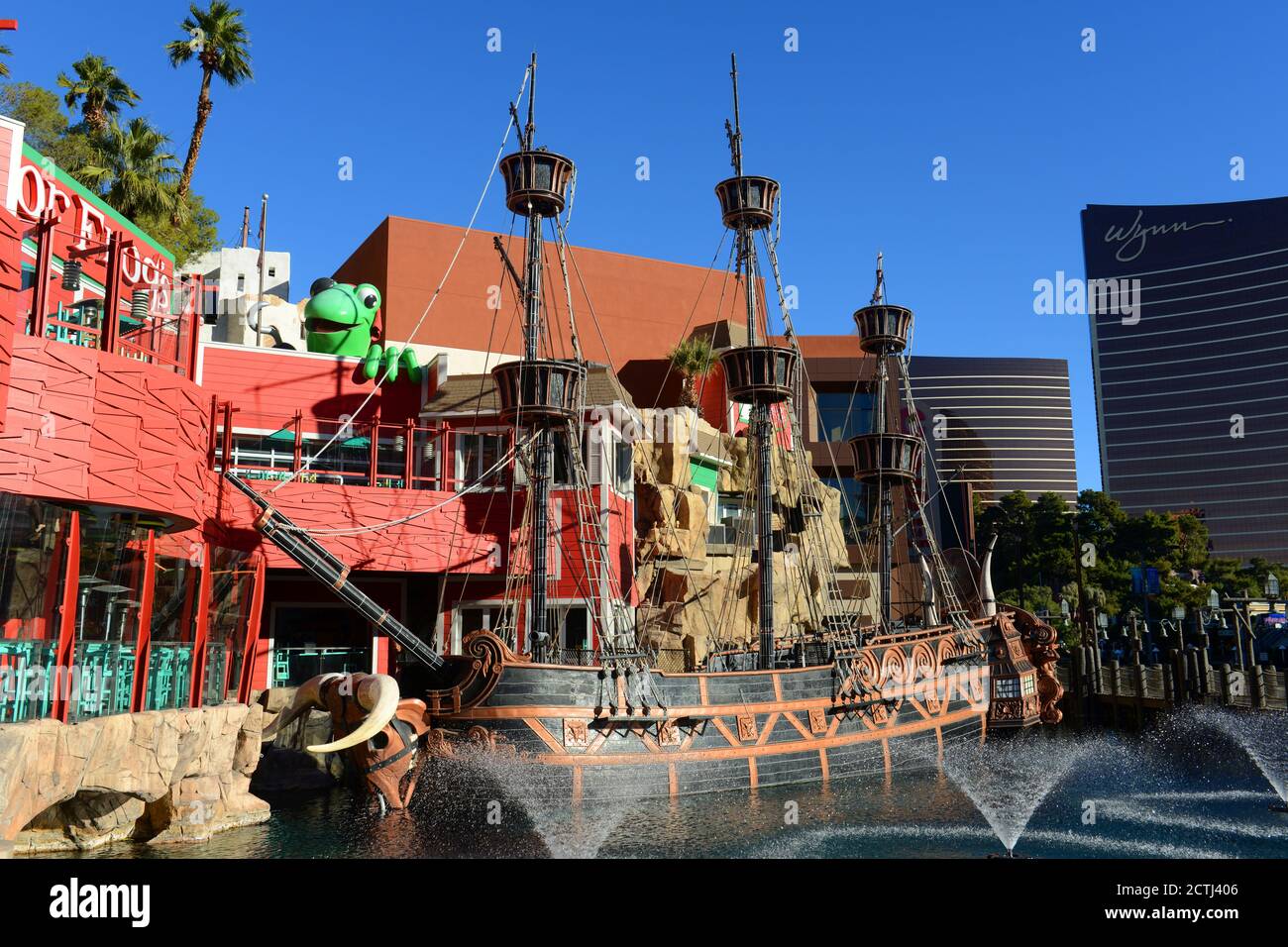 Treasure Island is a luxury resort and casino on Las Vegas Strip in Las Vegas, Nevada NV, USA. The hotel has Caribbean Pirates theme. Stock Photo