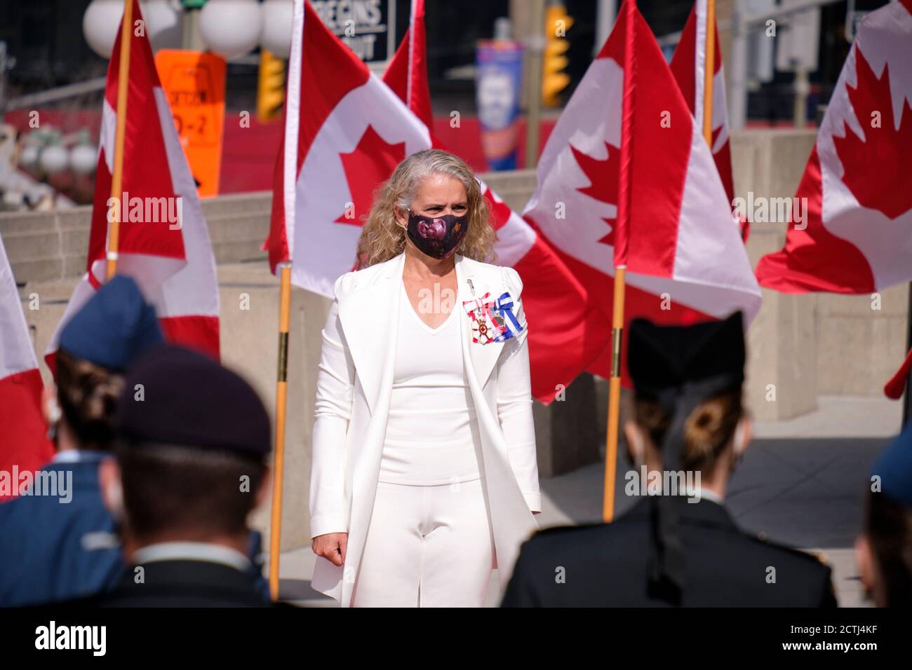 Ottawa, Canada. September 23rd, 2020. Canadian Governor General Julie Payette arrives at the Canadian Senate for the Speech of the Throne. The current parliament was prorogued a month ago as a reset after a difficult year for the Liberal minority government, from the on-going Pandemic to scandals. Credit: meanderingemu/Alamy Live News Stock Photo