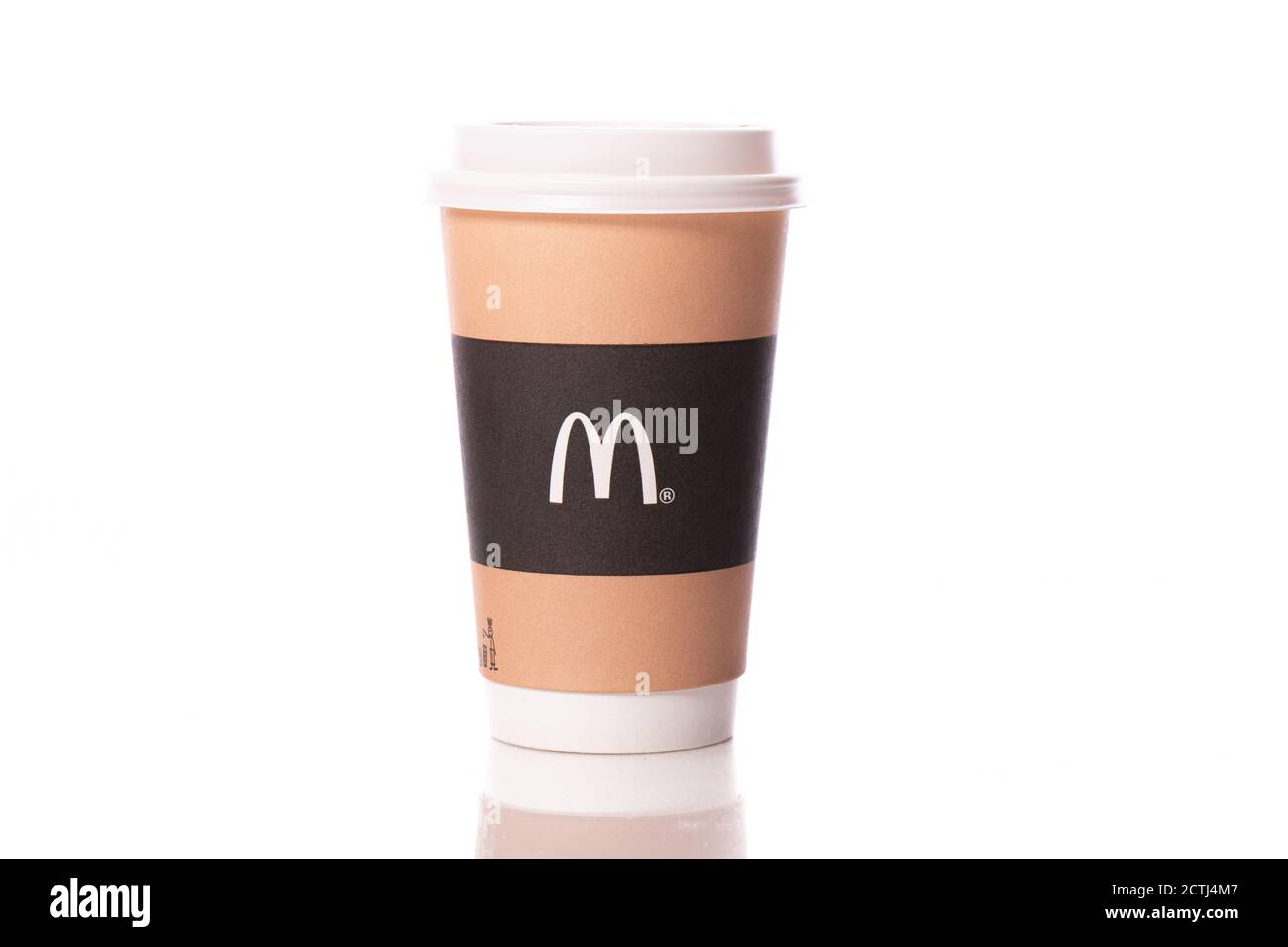 NY, USA - August 25, 2020: Disposable paper McDonald's cup on white ...