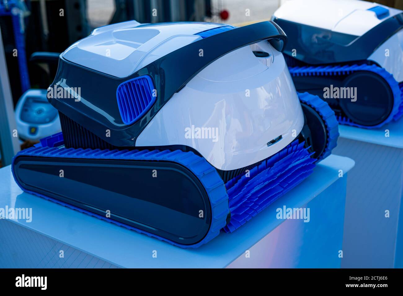 Cleaning robot for cleaning the bottom of swimming pools. Closeup