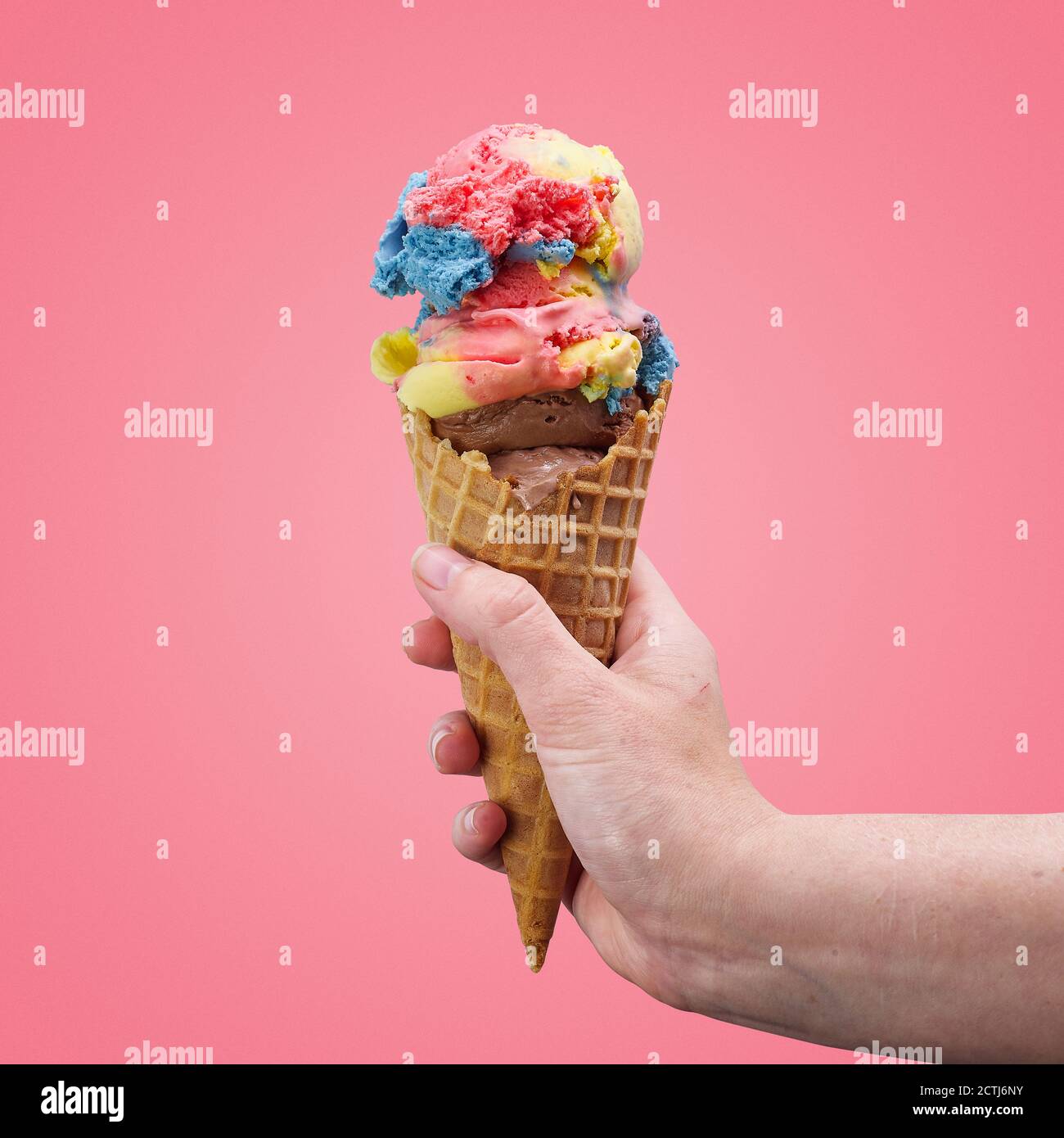 Waffle Ice Cream Cone Stock Photo Alamy