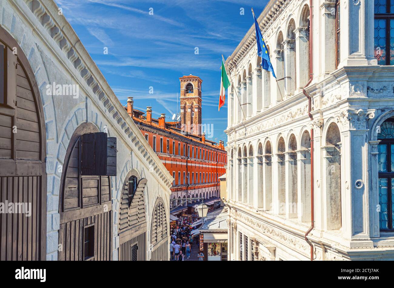 View at bell tower of Church of San Giovanni Elemosinario in Venice, Italy  Stock Photo - Alamy