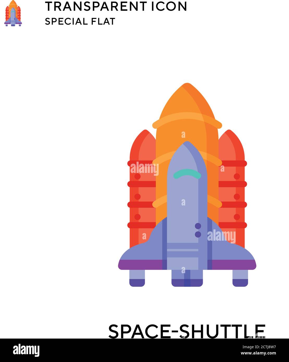Space-shuttle vector icon. Flat style illustration. EPS 10 vector. Stock Vector