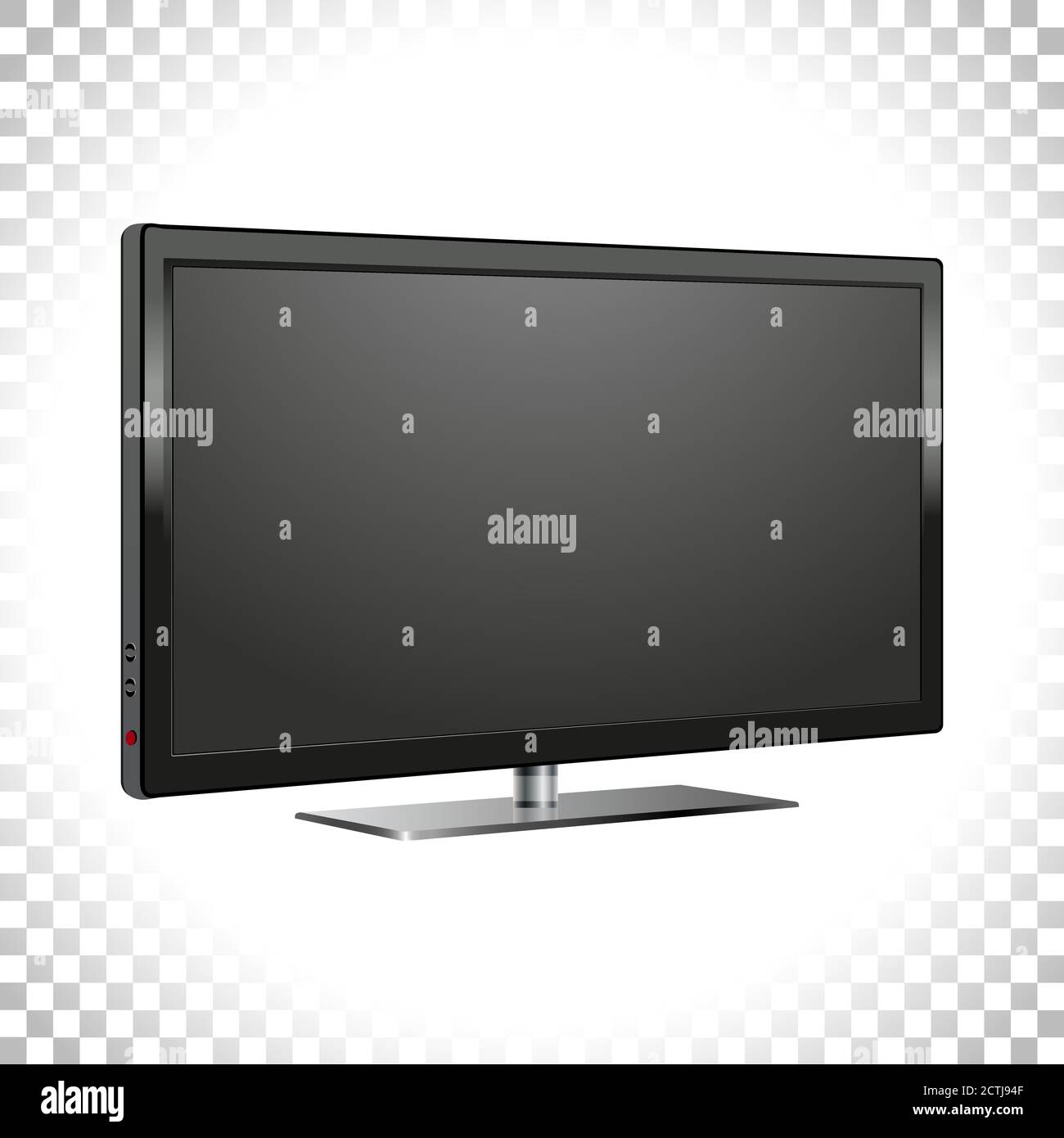 Vector illustration. Realistic 3d Led TV, on off button. LCD wide ... image.