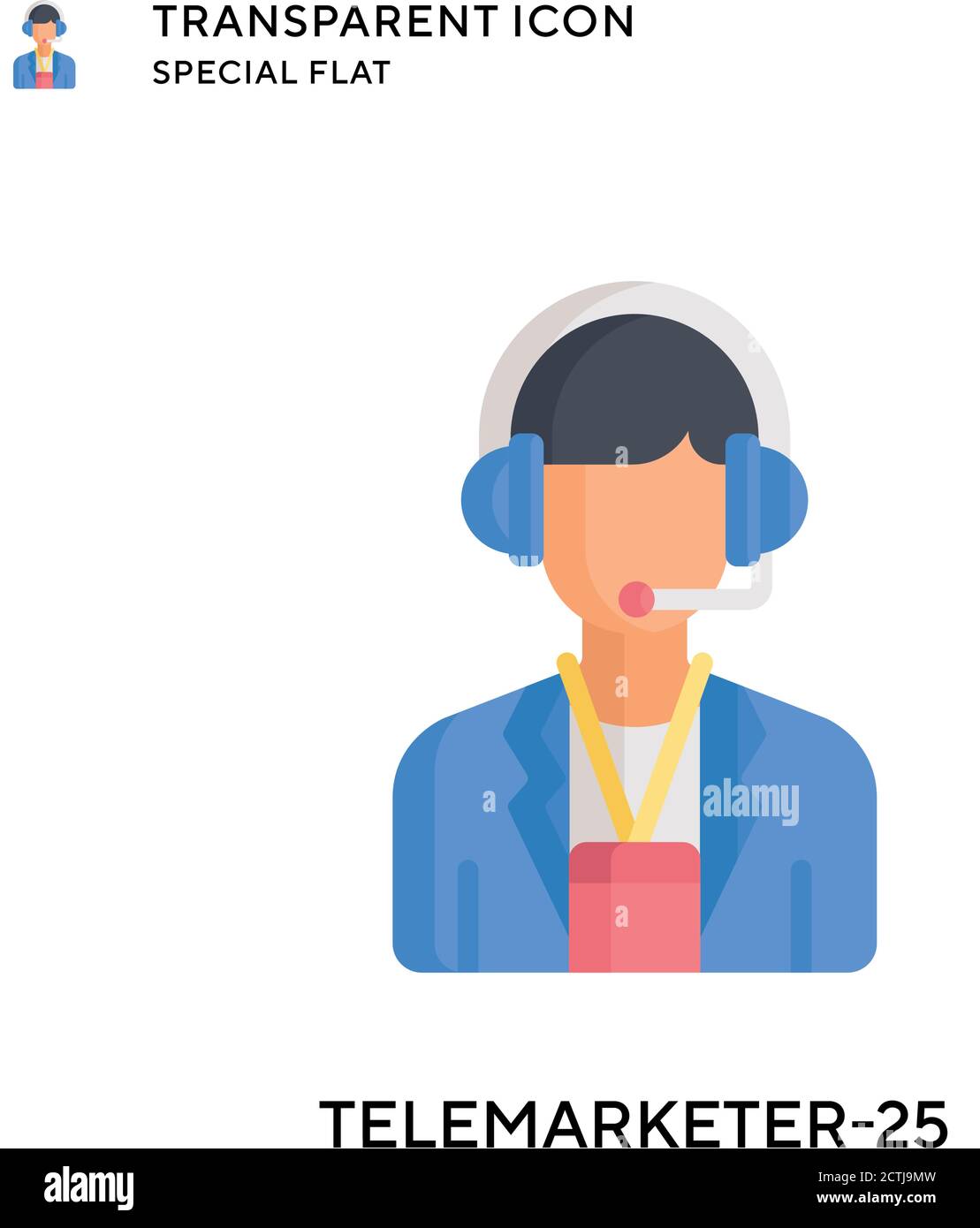 Telemarketer-25 vector icon. Flat style illustration. EPS 10 vector. Stock Vector